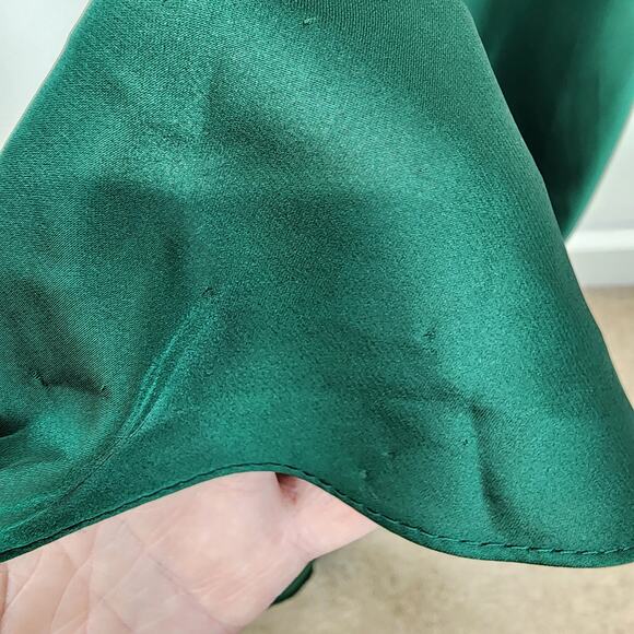 Mac Duggal Satin Maxi Dress Formal Prom Gown Size 8 Emerald Green One Shoulder - Picture 8 of 16